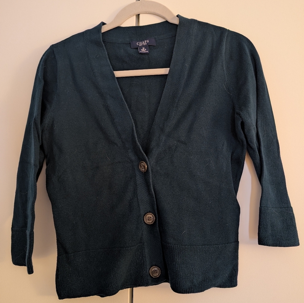 Chaps Women's Deep Green Cardigan Sweater